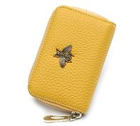 imeetu RFID Credit Card Holder, Small Leather Zipper Card Case Wallet for Women, B-Yellow, S, Classic