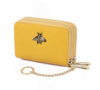 imeetu RFID Credit Card Holder, Small Leather Zipper Card Case Wallet for Women, C-yellow, S, Classic