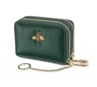 imeetu RFID Credit Card Holder, Small Leather Zipper Card Case Wallet for Women, Max - Green, Max, RFID Credit Card Holder