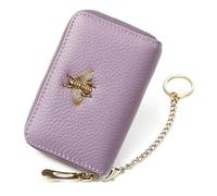 imeetu RFID Credit Card Holder, Small Leather Zipper Card Case Wallet for Women, Pro - Light Purple, Pro, Classic
