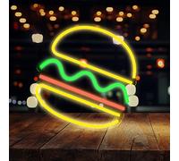 IMEGINA Burger Neon Signs for Wall Decor, LED Neon Light Hanging for Restaurant 12 x 12'', Handmade Advertising Neon Sign for Bar, Food Shop, Pub Decoration