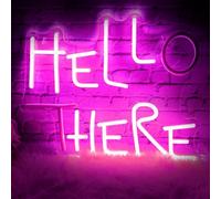 IMEGINA Hello There Neon Sign for Wall Decor, Dimmable Hell Here Catwoman Neon Signs 13.78"×10.63", Controllable Lighting Pink Letters Neon Lights Signs for Man Cave Bedroom Bar Pub Decoration