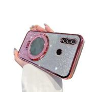 IMEIKONST Case Compatible with Huawei P30 Lite, Electroplate Gradient Glitter Makeup Mirror Ring Kickstand Lens Protection Shockproof Bumper Cover for Huawei Nova 4e. Rose Gold DSJ