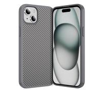IMEIKONST Compatible with Apple iPhone 15 Case, Carbon Fiber + TPU Bumper Skin-Friendly Magnetic Slim Shell, Anti-Slip Anti-Scratch Anti-Fingerprint Cover for iPhone 15. Grey TXW