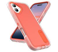 IMEIKONST Compatible With Apple iPhone 16 Plus Case, 3 in 1 Bumper 12FT Drop Protection, Camera Lens Protection Foldable Stand Translucent Matte Shockproof Cover for iPhone 16 Plus. Orange HWF