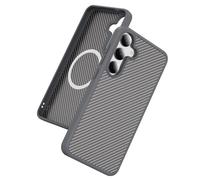 IMEIKONST Compatible with Apple Samsung Galaxy S24 Case, Carbon Fiber + TPU Bumper Skin-Friendly Magnetic Slim Shell, Anti-Slip Anti-Scratch Anti-Fingerprint Cover for Samsung S24. Grey TXW