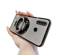 IMEIKONST Compatible with Huawei P30 Lite Phone Case, Glitter Camera Lens Protector Bracket Stand Function Case Bling Shining Design Clear TPU Bumper Cover for Huawei P30 Lite. Black DS1