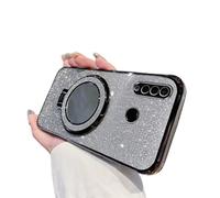 IMEIKONST Compatible with Huawei P30 Lite Phone Case, Glitter Camera Lens Protector Mirror Bracket Stand Function Bling Shining Clear TPU Bumper Cover for Huawei Nova 4e. Black DSJ