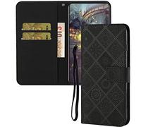 IMEIKONST Compatible with iPhone 16 Pro Max Flip Case, Premium Leather Retro Phone Case Notebook Wallet with Card Holder Magnetic Closure Shockproof Cover for iPhone 16 Pro Max. Black XCH