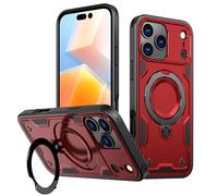 IMEIKONST Compatible with iPhone 17 Pro Max Case, Shockproof Protective Case with Magnetic Rotatable Ring Kickstand Slim Fit Soft TPU + Hard PC Anti-Scratch Cover for iPhone 17 Pro Max. Red TH