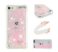 IMEIKONST Compatible with iPod Touch 7 Glitter Case, Liquid Sparkle Quicksand Clear Transparent Sequin Slim Girls Soft TPU Bumper Silicone Shockproof Cover for iPod Touch 6 / Touch 5. Star Pink YBW