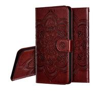IMEIKONST Compatible with OnePlus 12R 5G Case, Magnetic Flip PU Leather Premium Folio Wallet Case Card Slot Kickstand Shockproof Phone Cover for OnePlus 12R 5G. Mandala Brown LD