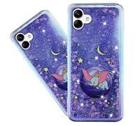 IMEIKONST Compatible with Samsung Galaxy A04E Case, Glitter Liquid Quicksand Transparent Sequin Slim Soft TPU Bumper Silicone Shockproof Cover for Samsung A04E. Bling Purple Dumbo XY1