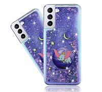 IMEIKONST Compatible with Samsung Galaxy S22 Plus Case, Glitter Liquid Quicksand Transparent Slim Girls Soft TPU Bumper Silicone Shockproof Cover for Samsung S22 Plus. Bling Purple Dumbo XY1