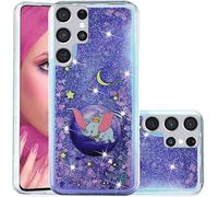 IMEIKONST Compatible with Samsung Galaxy S24 Ultra Case, Glitter Liquid Quicksand Transparent Sequin Slim Soft TPU Bumper Silicone Shockproof Cover for Samsung S24 Ultra. Bling Purple Dumbo XY1