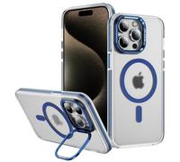 IMEIKONST for iPhone 14 Pro Case, 10FT Shockproof Military Grade Drop Protection, Magnetic Ring Wireless Charging, Bracket Camera Transparent Matte Back Cover for iPhone 14 Pro. Blue YCFG