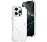 IMEIKONST for iPhone 15 Pro Case Compatible with MagSafe, Anti-Slip Translucent Slim PC Matte Back Magnetic Shockproof Protective Women Men Cover for iPhone 15 Pro 6.1". White FGCH
