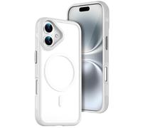 IMEIKONST for iPhone 16 Case Compatible with MagSafe, Anti-Slip Translucent Slim PC Matte Back Magnetic Shockproof Protective Women Men Cover for iPhone 16 6.1". White FGCH