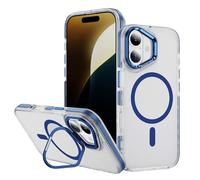IMEIKONST for iPhone 16 Plus Case, 10FT Shockproof Military Grade Drop Protection, Magnetic Ring Wireless Charging, Bracket Camera Transparent Matte Back Cover for iPhone 16 Plus. Blue YCFG
