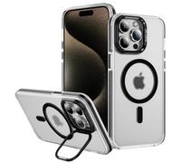 IMEIKONST for iPhone 16 Pro Case, 10FT Shockproof Military Grade Drop Protection, Magnetic Ring Wireless Charging, Bracket Camera Transparent Matte Back Cover for iPhone 16 Pro. Black YCFG