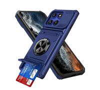 IMEIKONST for Motorola Moto Edge 60 Case with Card Holder, Camera Protection Shell & Ring Kickstand Military Grade Protection Anti-Fall Shockproof Cover for Moto Edge 60S / 60 Fusion. Blue TCKB