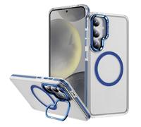 IMEIKONST for Samsung Galaxy S25 Plus Case, Shockproof Military Grade Drop Protection, Magnetic Ring Wireless Charging, Bracket Camera Transparent Matte Back Cover for Samsung S24 Plus. Blue YCFG