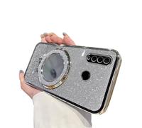 IMEIKONST Glitter Case Compatible with Huawei P30 Lite for Women Girls, Sparkle Makeup Mirror Ring Kickstand Camera Lens Protector Slim Fit TPU Bumper Cover for Huawei Nova 4e. Silver DSJ