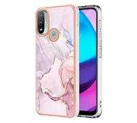IMEIKONST Glitter Case Compatible with Motorola Moto E20 Phone Case Marble Design Shockproof Anti-Scratch Slim Glossy Soft TPU Bumper for Girls Women Cover for Moto E30 / E40. Rose Gold YBM1