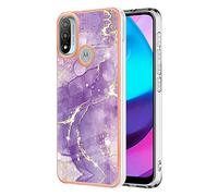 IMEIKONST Glitter Case Compatible with Motorola Moto E20 Phone Case Marble Design Shockproof Anti-Scratch Slim Glossy Soft TPU Bumper for Girls Women Cover for Moto E30 / E40. Purple YBM1