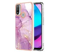 IMEIKONST Glitter Case Compatible with Motorola Moto E20 Phone Case Marble Design Shockproof Anti-Scratch Slim Glossy Soft TPU Bumper for Girls Women Cover for Moto E30 / E40. Rose YBM1