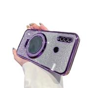 IMEIKONST Glitter Case for Huawei P30 Lite, Plated Flash Shell Makeup Mirror Ring Stand Function Camera Protector Shockproof Transparent TPU Cover for Huawei Nova 4e. Purple DSJ