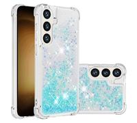 IMEIKONST Glitter Case for Samsung Galaxy S24 FE, Liquid Sparkle Quicksand Clear Transparent Sequin for Girls Women Slim TPU Bumper Silicone Shockproof Cover for Samsung S24 FE. Star Blue YBW
