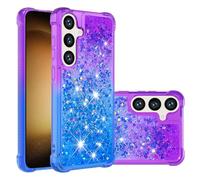IMEIKONST Glitter Case for Samsung Galaxy S25, Liquid Sparkle Gradient Quicksand Transparent Sequin for Women Girls Clear TPU Bumper Shockproof Cover for Samsung S25. Purple Blue JB