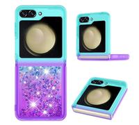 IMEIKONST Glitter Case for Samsung Galaxy Z Flip 6, Liquid Sparkle Gradient Quicksand Transparent for Women Girls Clear TPU Bumper Silicone Shockproof Cover for Samsung Z Flip 6. Blue Purple YB