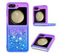 IMEIKONST Glitter Case for Samsung Galaxy Z Flip 6, Liquid Sparkle Gradient Quicksand Transparent Sequin for Women Girls Clear TPU Bumper Shockproof Cover for Samsung Z Flip 6. Purple Blue YB