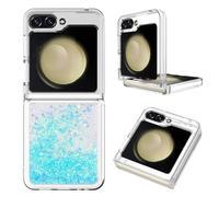 IMEIKONST Glitter Case for Samsung Galaxy Z Flip 6, Liquid Sparkle Quicksand Clear Transparent Sequin for Girls Women Slim TPU Bumper Silicone Shockproof Cover for Samsung Z Flip 6. Star Blue YBW