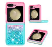 IMEIKONST Glitter Phone Case for Samsung Galaxy Z Flip 6, Liquid Sparkle Quicksand Transparent Sequin Slim for Women Girls TPU Bumper Silicone Shockproof Cover for Samsung Z Flip 6. Pink Blue YB