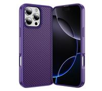 IMEIKONST Magnetic Case for iPhone 16 Pro Max, Carbon Fiber + TPU Bumper Skin-Friendly Thin Shell, Wear Resistant Anti-Slip Anti-Scratch Shockproof Protective Cover for iPhone 16 Pro Max. Purple TXW