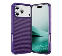 IMEIKONST Magnetic Case for iPhone 17 Pro Max, Carbon Fiber + TPU Bumper Skin-Friendly Thin Shell, Wear Resistant Anti-Slip Shockproof Protective Cover for iPhone 17 Pro Max. Purple TXW
