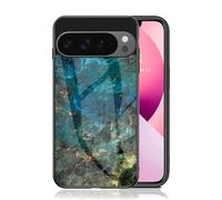 IMEIKONST Phone Case for Google Pixel 9 Pro XL, Marble Glitter Designed Slim-Fit Soft TPU Bumper Shockproof Anti-Scratch FProtective Soft-Touch Cover for Google Pixel 9 Pro XL. Emerald Blue LSM