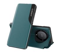 IMEIKONST Phone Case for Huawei Honor X9A, Transparent Window PC + Premium PU Leather Flip Stand Shockproof Military Grade Protective Cell Shell Cover for Honor Magic 5 Lite. Green QH1
