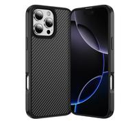 IMEIKONST Phone Case for iPhone 16 Pro, Carbon Fiber + TPU Bumper Skin-Friendly Magnetic Lightweight Shell, Wear Resistant Anti-Slip Anti-Scratch Shockproof Cover for iPhone 16 Pro. Black TXW