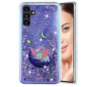 IMEIKONST Phone Case for Samsung Galaxy S24 FE, Glitter Moving Liquid Transparent Sequin for Girls Women Slim Soft TPU Bumper Silicone Shockproof Cover for Samsung S24 FE. Bling Purple Dumbo XY1
