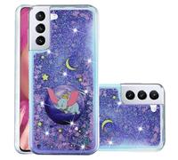 IMEIKONST Phone Case for Samsung Galaxy S25, Glitter Moving Liquid Transparent Sequin for Girls Women Slim Soft TPU Bumper Silicone Shockproof Cover for Samsung S25. Bling Purple Dumbo XY1