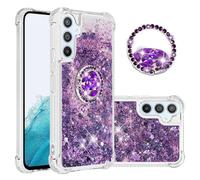 IMEIKONST Samsung Galaxy A54 5G Glitter Case, Sparkle Quicksand Clear Slim Fits TPU Bumper Silicone Shell Diamonds Ring Stand Fuction Shockproof Cover for Samsung A54 5G. Love Purple YBZ