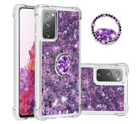 IMEIKONST Samsung Galaxy S20 FE Glitter Case, Sparkle Quicksand Clear Slim Fits TPU Bumper Silicone Shell Diamonds Ring Stand Fuction Shockproof Cover for Samsung S20 FE. Love Purple YBZ