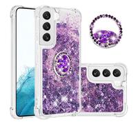 IMEIKONST Samsung Galaxy S23 Glitter Case, Sparkle Quicksand Clear Slim Fits TPU Bumper Silicone Shell Diamonds Ring Stand Fuction Shockproof Cover for Samsung S23. Love Purple YBZ