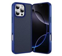 IMEIKONST Slim Case for iPhone 14 Pro, Carbon Fiber + TPU Bumper Skin-Friendly Magnetic Shell, Wear Resistant Anti-Slip Anti-Scratch Shockproof Protective Cover for iPhone 14 Pro. Dark Blue TXW