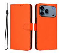 IMEIKONST Wallet Case for iPhone 17 Pro with Credit Card Slots, Premium PU Leather Flip Bookstyle Phone Case Stand Shockproof TPU Inner Shell Cover for iPhone 17 Pro. Orange YBP1