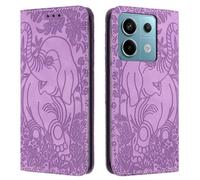 IMEIKONST Wallet Case for Redmi Note 13 Pro 5G, Magnetic Closure Flip Leather Case with RFID Block Card Holder Stand Fuction Shockproof Protective Cover for Redmi Note 13 Pro 5G. Purple Elephant XCA